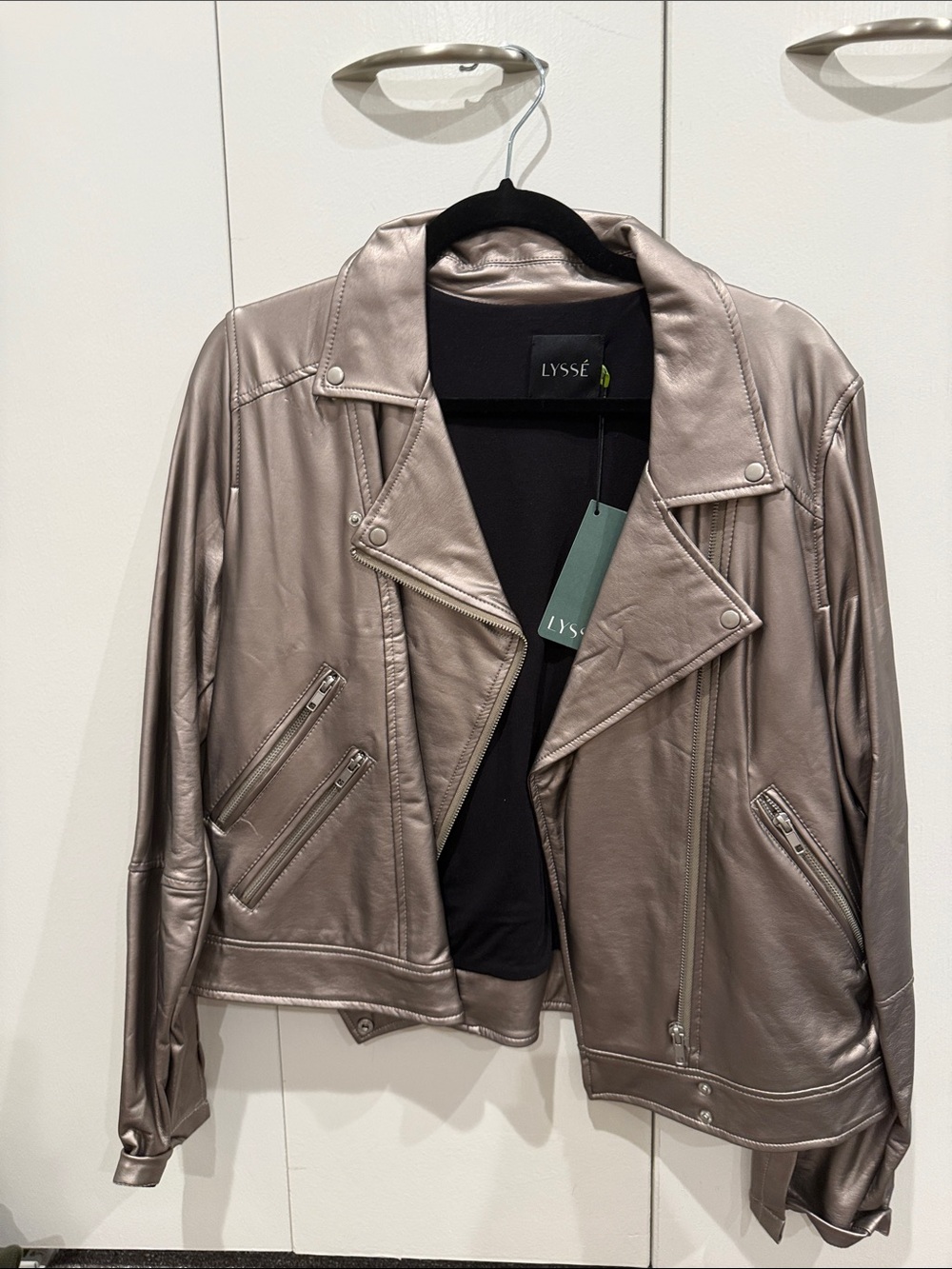 LYSSE Metallic Taupe Moto-Style Blazer Jacket